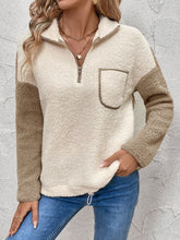 Load image into Gallery viewer, Perfee Contrast Half Zip Long Sleeve Sweatshirt
