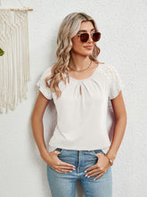 Load image into Gallery viewer, Lace Detail Round Neck Short Sleeve T-Shirt