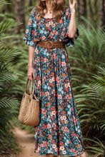 Load image into Gallery viewer, Tied Printed Round Neck Half Sleeve Dress