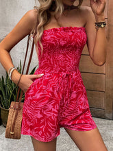 Load image into Gallery viewer, Smocked Printed Tube Romper with Pockets