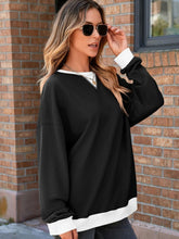 Load image into Gallery viewer, Contrast Trim Round Neck Long Sleeve Sweatshirt