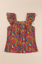 Load image into Gallery viewer, Tied Printed Square Neck Cap Sleeve Blouse