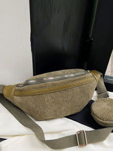 Load image into Gallery viewer, Corduroy Adjustable Strap Crossbody Bag with Pouch