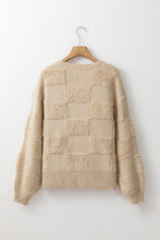 Load image into Gallery viewer, Checkered Round Neck Dropped Shoulder Sweater