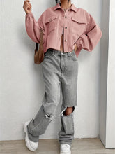 Load image into Gallery viewer, Collared Neck Dropped Shoulder Jacket