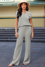 Load image into Gallery viewer, Pocketed V-Neck Top and Wide Leg Sweater Set