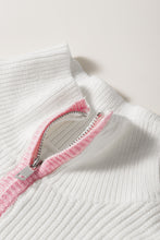 Load image into Gallery viewer, Contrast Half Zip Drop Shoulder Sweater
