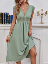 Load image into Gallery viewer, Lace Detail V-Neck Cap Sleeve Dress