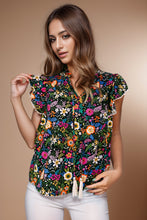 Load image into Gallery viewer, Tassel Printed Cap Sleeve Blouse