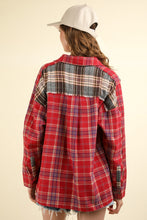 Load image into Gallery viewer, VERY J Contrast Plaid Raw Detail Shirt