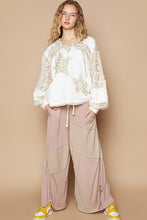 Load image into Gallery viewer, POL Star Patch Lace Contrast Long Sleeve Hooded Top