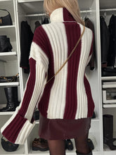 Load image into Gallery viewer, Striped Turtleneck Dropped Shoulder Sweater