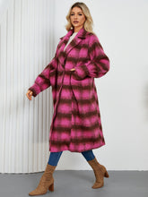 Load image into Gallery viewer, Contrast Double-Breasted Long Sleeve Longline Coat