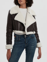 Load image into Gallery viewer, Collared Neck Long Sleeve Plush Cropped Jacket