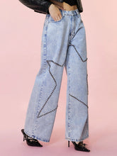 Load image into Gallery viewer, Studded Star Straight Jeans with Pockets