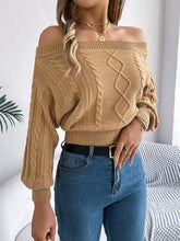 Load image into Gallery viewer, Cable Knit Off-Shoulder Long Sleeve Sweater