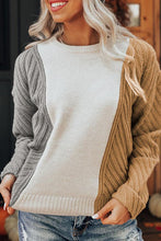 Load image into Gallery viewer, Color Block Textured Drop Shoulder Sweater