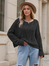 Load image into Gallery viewer, Round Neck Dropped Shoulder Long Sleeve Sweater