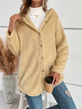 Load image into Gallery viewer, Fuzzy Button Up Hooded Jacket