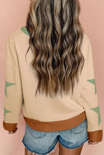 Load image into Gallery viewer, Star Contrast Round Neck Long Sleeve Sweatshirt