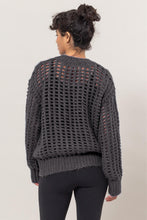 Load image into Gallery viewer, HYFVE Openwork Round Neck Long Sleeve Knit Cover Up