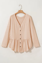 Load image into Gallery viewer, Curved Hem V-Neck Long Sleeve Top