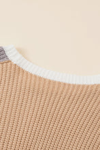 Load image into Gallery viewer, Color Block Round Neck Drop Shoulder Sweater