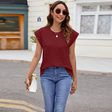 Load image into Gallery viewer, Textured Round Neck Cap Sleeve T-Shirt