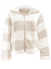 Load image into Gallery viewer, Full Size Plaid Zip Up Long Sleeve Jacket