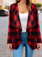 Load image into Gallery viewer, Plaid Open Front Long Sleeve Jacket