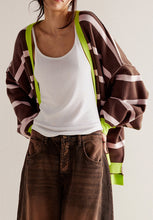Load image into Gallery viewer, Contrast Stripes Button Down Long Sleeve Cardigan