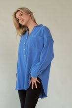 Load image into Gallery viewer, Davi &amp; Dani Letter Back Raw Hem Half Button Shirt