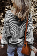 Load image into Gallery viewer, Textured Striped Round Neck Long Sleeve Top