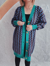 Load image into Gallery viewer, Contrast Trim Geometric Button Down Cardigan
