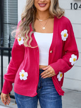 Load image into Gallery viewer, Crochet Flower Button Up Cardigan
