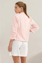 Load image into Gallery viewer, HYFVE Open Front Ruched Sleeve Blazer