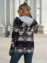 Load image into Gallery viewer, Geometric Zip Up Long Sleeve Hooded Jacket