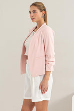 Load image into Gallery viewer, HYFVE Open Front Ruched Sleeve Blazer