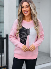 Load image into Gallery viewer, Bow Round Neck Dropped Shoulder Sweater