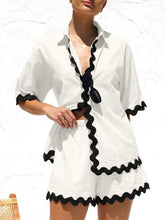Load image into Gallery viewer, Contrast Trim Half Sleeve Top and Shorts Set