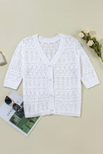 Load image into Gallery viewer, Openwork V-Neck Half Sleeve Cardigan