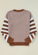 Load image into Gallery viewer, Striped Round Neck Dropped Shoulder Sweater