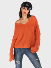 Load image into Gallery viewer, Perfee V-Neck Dropped Shoulder Long Sleeve Sweater