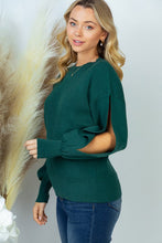 Load image into Gallery viewer, Slit Longsleeve Knit Sweater in Emerald