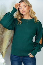 Load image into Gallery viewer, Slit Longsleeve Knit Sweater in Emerald