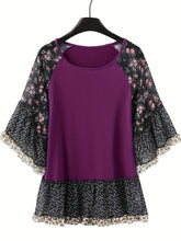 Load image into Gallery viewer, Full Size Frill Printed Round Neck Half Sleeve Blouse