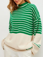 Load image into Gallery viewer, Striped Mock Neck Long Sleeve Sweater