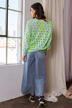 Load image into Gallery viewer, Davi &amp; Dani Two-Tone Ribbed Hem Openwork Knit Top