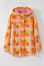 Load image into Gallery viewer, Checkered Long Sleeve Sherpa Hooded Jacket