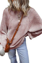 Load image into Gallery viewer, Textured Striped Round Neck Long Sleeve Top
